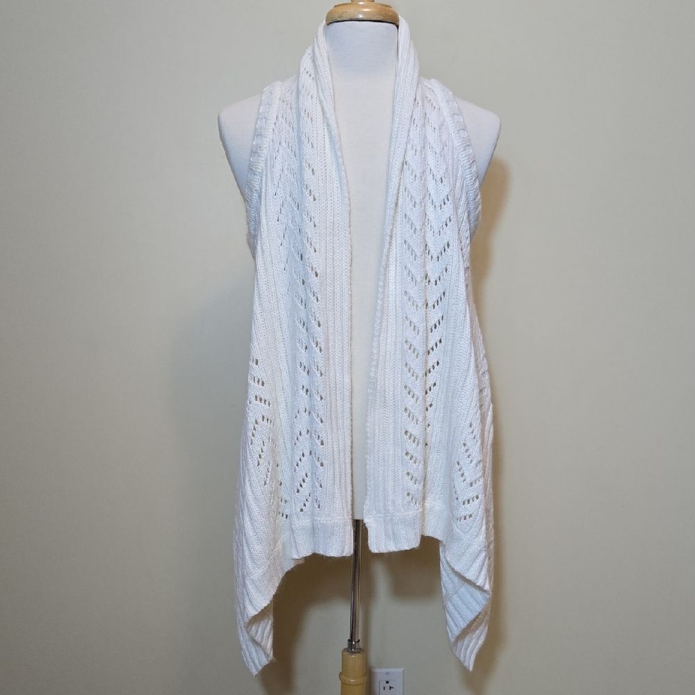 Anthropologie Charlotte Tarantola Fisherman Knit Cardigan Sweater Vest S Angora
